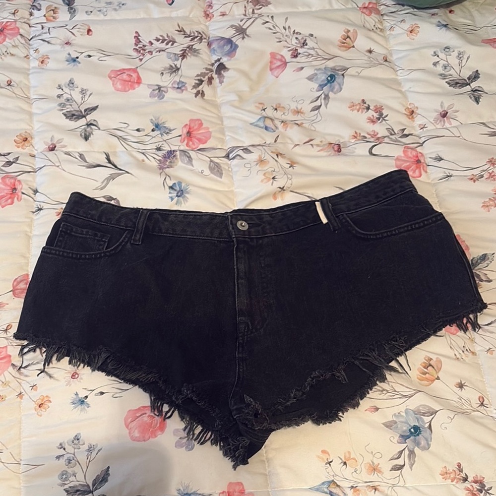 Women's Black Denim Shorts. Micro mini shorts